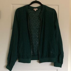 Forest Green Lace Bomber Jacket by Merona.